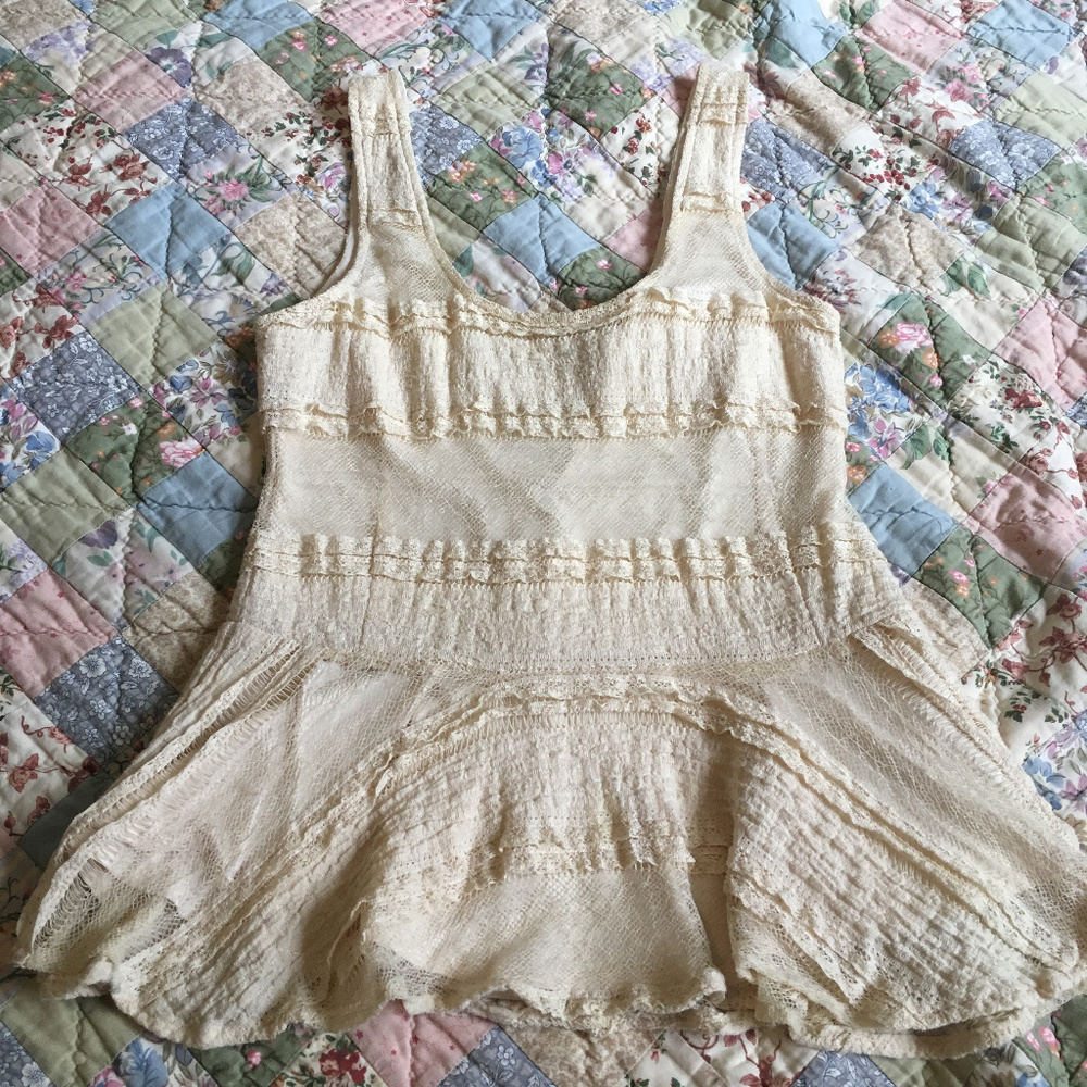 Anthropologie Ganni lace peplum tank